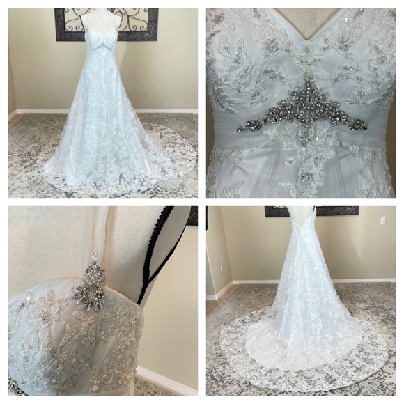 Dresses & Skirts - Wedding Dress Ivory Sweetheart Neckline Lace Beaded Size 10